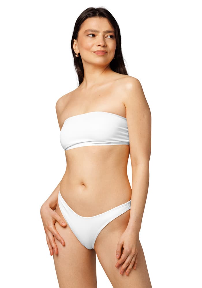 All-Over Print Recycled Bandeau Bikini - White S
