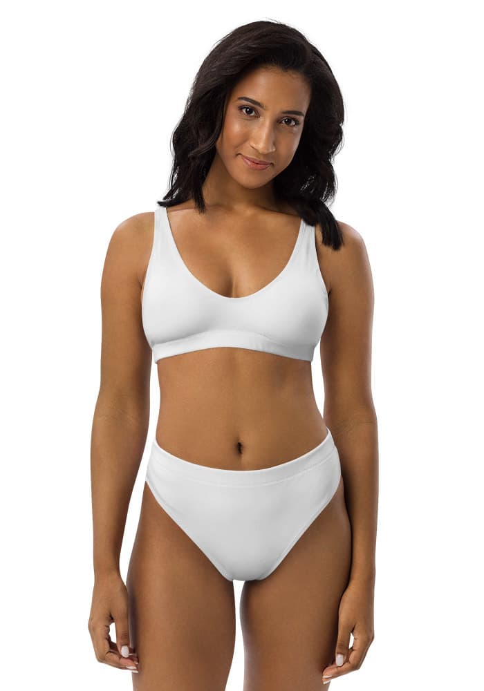 All-Over Print Recycled High-Waisted Bikini - White S